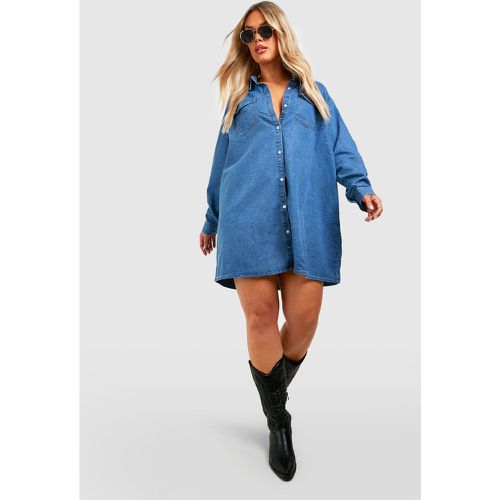 Grande Taille - Robe Chemise En Jean - boohoo - Modalova