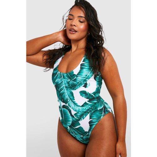 Grande Taille - Maillot De Bain À Imprimé Feuilles - 44 - boohoo - Modalova