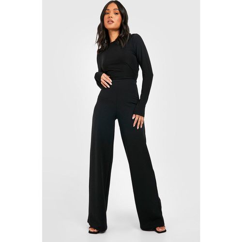 Petite" - Pantalon Large Taille Haute En Tissu Crêpe - 42 - boohoo - Modalova