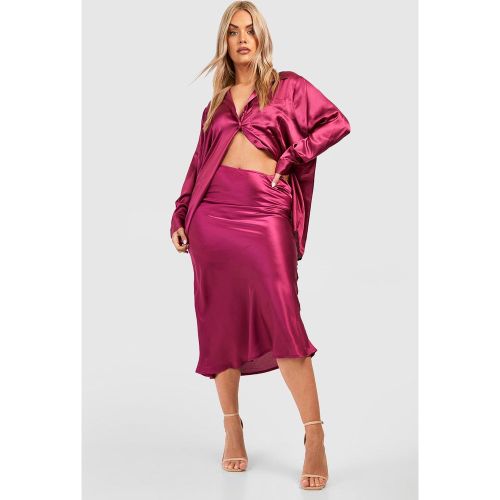 Grande Taille - Jupe Mi-Longue Satinée - 44 - boohoo - Modalova