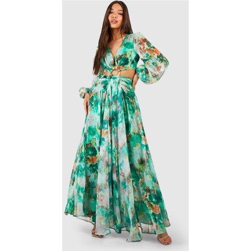 Robe Longue Fleurie À Découpes - 36 - boohoo - Modalova