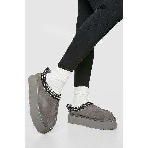 Mules Brodées - Gris - 36, Gris - boohoo - Modalova