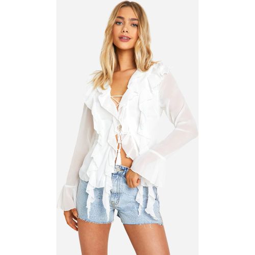 Top À Volants Et Lacets - 36 - boohoo - Modalova