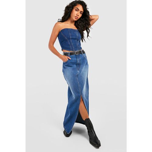 Jupe Longue Fendue En Jean - boohoo - Modalova