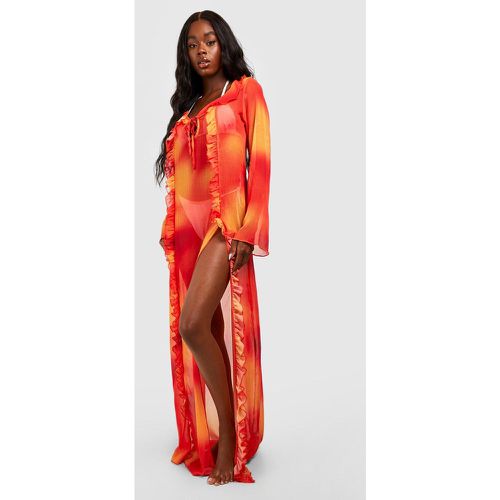 Robe De Plage Longue À Volants - boohoo - Modalova