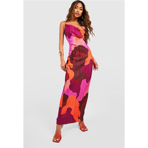 Robe Longue Plissée À Imprimé Abstrait - 40 - boohoo - Modalova