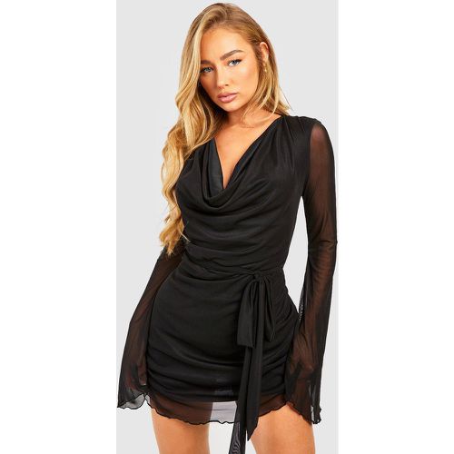 Robe Courte En Mesh À Manches Évasées - boohoo - Modalova