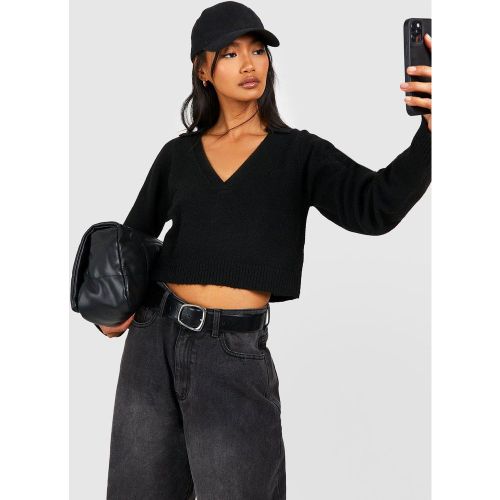 Pull Court En Maille Douce Avec Col À Revers - S - boohoo - Modalova