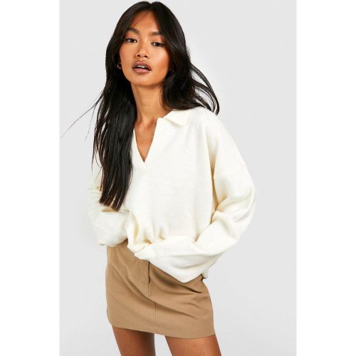 Pull Doux Avec Col À Revers - Blanc Écru - S, Blanc Écru - boohoo - Modalova