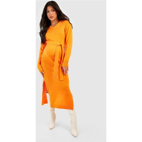 Maternité - Robe De Grossesse Longue Fendue En Maille - 36 - boohoo - Modalova