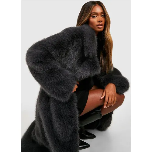 Manteau Long En Synthétique Premium - 38 - boohoo - Modalova
