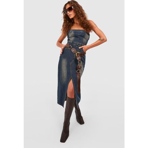 Robe Mi-Longue Fendue En Jean - boohoo - Modalova