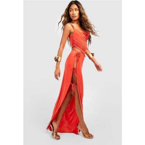 Ensemble Avec Crop Top Asymétrique Et Jupe Longue Nouée - 42 - boohoo - Modalova