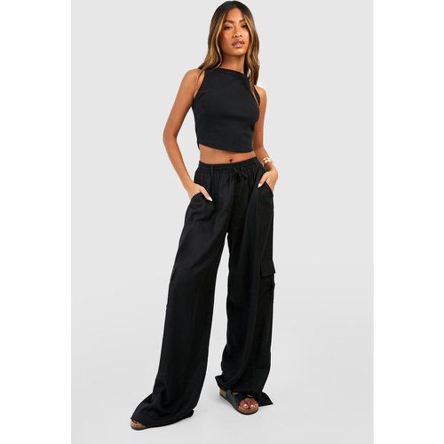 Pantalon Cargo Large En Lin - boohoo - Modalova