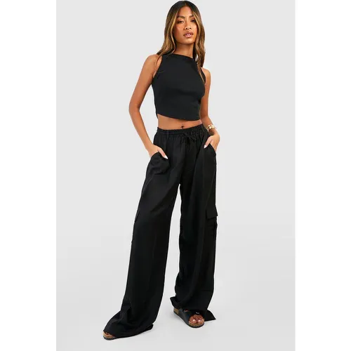 Pantalon Cargo Large En Lin - 42 - boohoo - Modalova