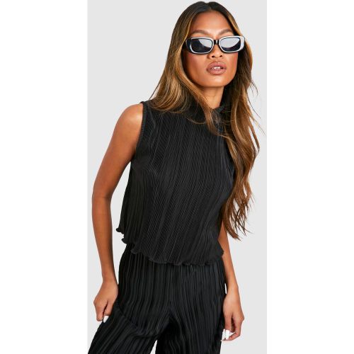 Crop Top Plissé À Col Montant - L - boohoo - Modalova
