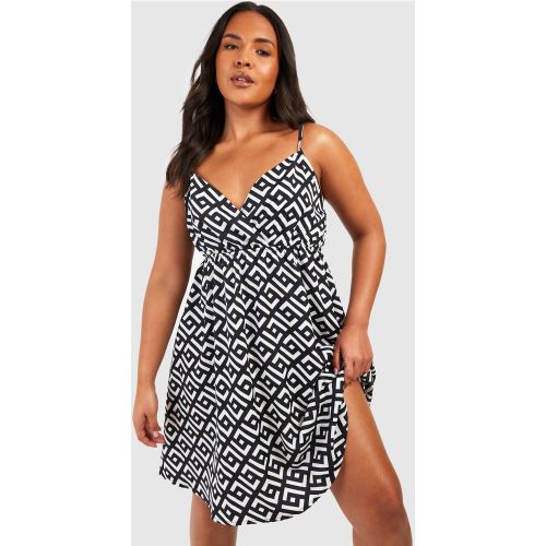Grande Taille - Robe Fluide À Imprimé Géométrique - 44 - boohoo - Modalova