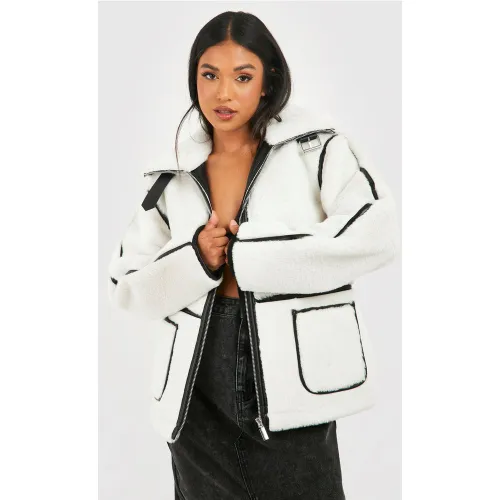 Petite" - Blouson Aviateur À Coutures Apparentes - 42 - boohoo - Modalova