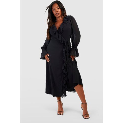 Grande Taille - Robe Portefeuille À Volants - 48 - boohoo - Modalova