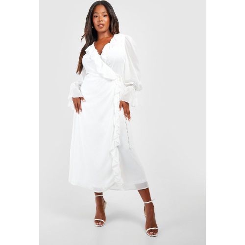Grande Taille - Robe Portefeuille À Volants - 44 - boohoo - Modalova