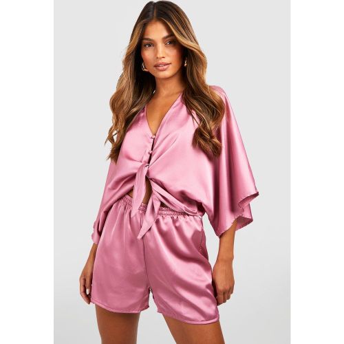Ensemble Satiné Avec Blouse Et Short - 38 - boohoo - Modalova