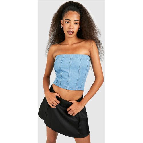 Crop Top Bandeau En Jean - boohoo - Modalova