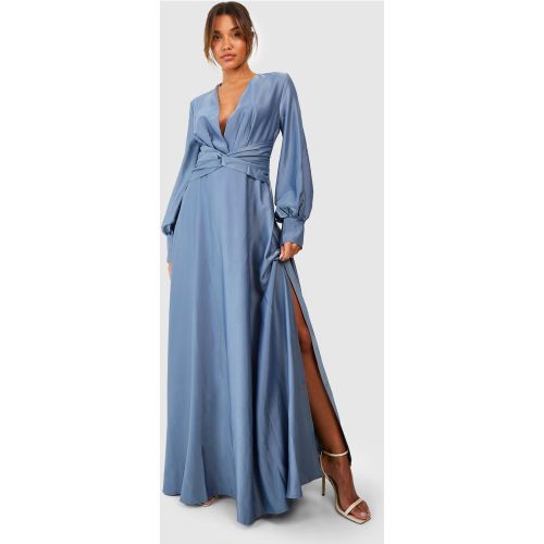 Robe Longue Satinée Torsadée - 40 - boohoo - Modalova