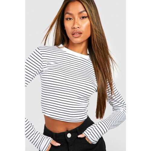 Crop Top Rayé À Manches Longues - 38 - boohoo - Modalova