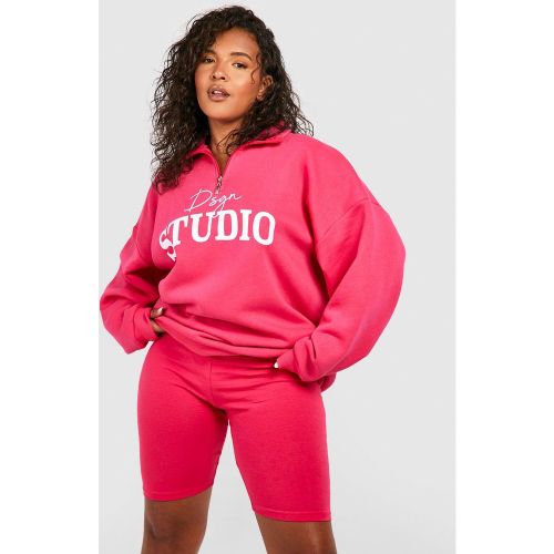 Grande Taille - Ensemble Avec Top À Col Zippé Et Short Cycliste - 44 - boohoo - Modalova