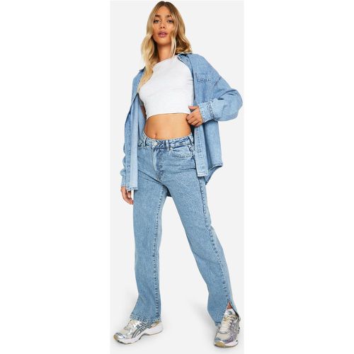 Jean Droit Fendu Basique Taille Haute - boohoo - Modalova