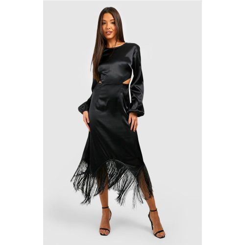 Robe Longue Satinée Découpée À Franges - 36 - boohoo - Modalova