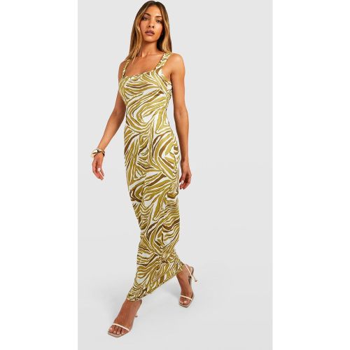 Robe Longue Zébrée À Col Carré - 38 - boohoo - Modalova
