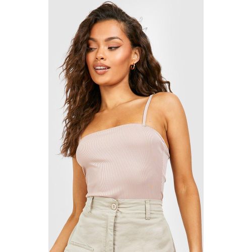 Crop Top Côtelé À Col Carré - 44 - boohoo - Modalova
