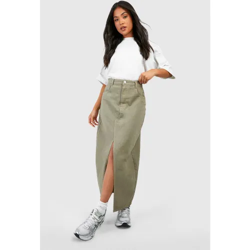 Petite" - Jupe Longue Fendue En Jean - 34 - boohoo - Modalova