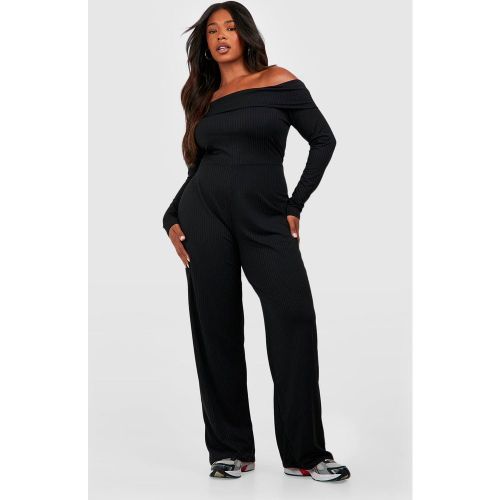 Grande Taille - Combinaison Large Côtelée À Épaules Dénudées - 54 - boohoo - Modalova
