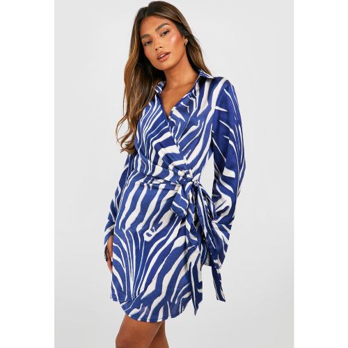 Robe Portefeuille Courte À Imprimé Abstrait - 40 - boohoo - Modalova