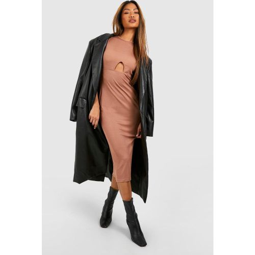 Robe Mi-Longue Côtelée À Découpe - 42 - boohoo - Modalova