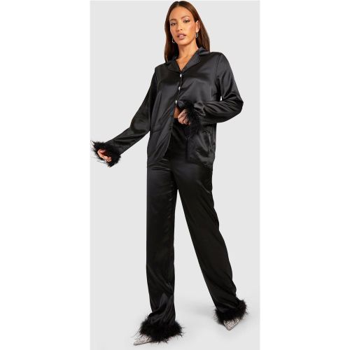 Tall" - Pantalon Droit À Plumes - 34 - boohoo - Modalova