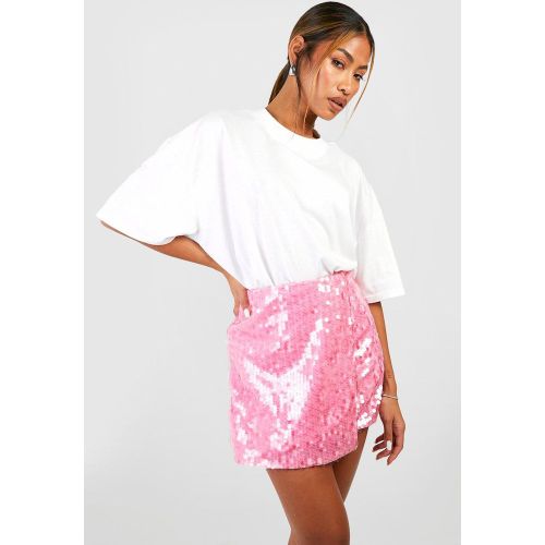 Mini-Jupe Portefeuille Pailletée - 38 - boohoo - Modalova