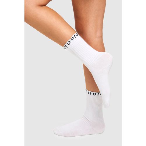 Chaussettes Basiques À Slogan - One Size - boohoo - Modalova