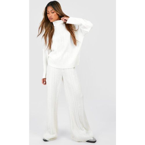 Pantalon Large En Maille Côtelée Douce - Blanc Écru - S, Blanc Écru - boohoo - Modalova