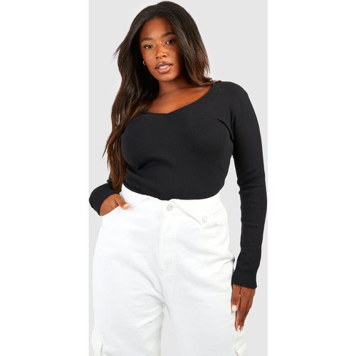 Grande Taille - Body Côtelé Décolleté - 56 - boohoo - Modalova