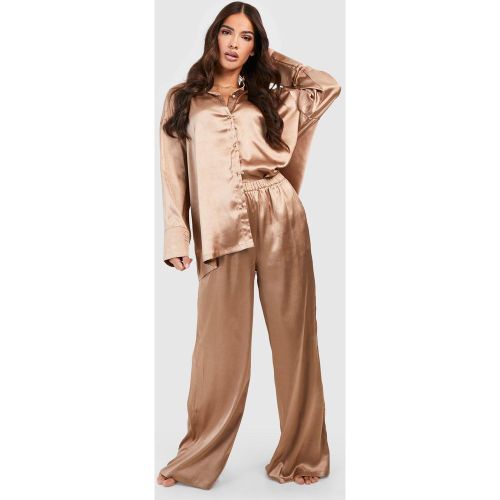 Pyjama Satiné Avec Chemise Et Pantalon - 34 - boohoo - Modalova