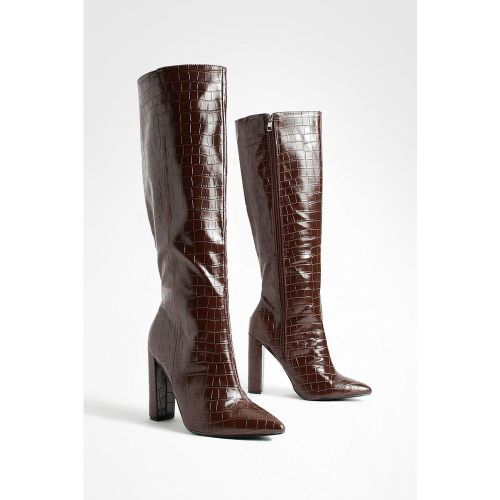 Bottes Pointues Croco - Pointure Large - 40 - boohoo - Modalova