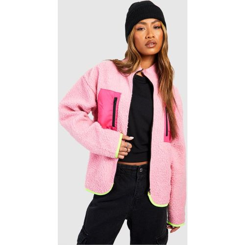 Veste Zippée En Polaire Contrastante - 36 - boohoo - Modalova