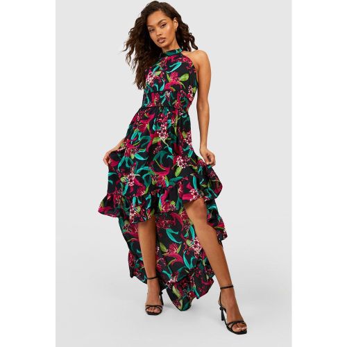 Robe Longue Fleurie Froncée - 36 - boohoo - Modalova