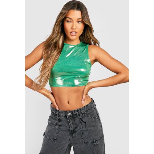 Crop Top Soyeux À Col Nageur - 38 - boohoo - Modalova