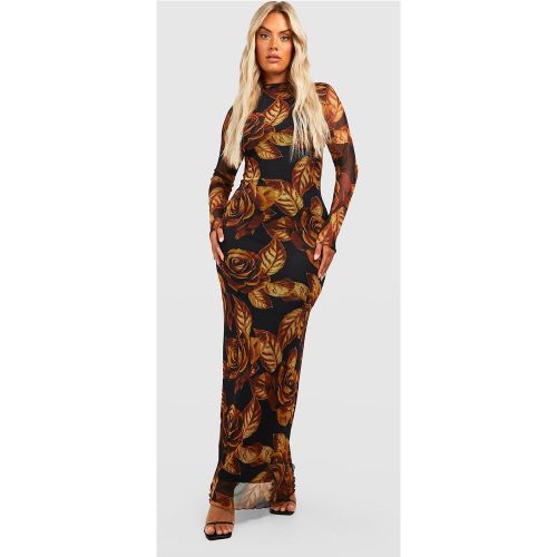 Grande Taille - Robe Longue Fleurie En Mesh - 44 - boohoo - Modalova