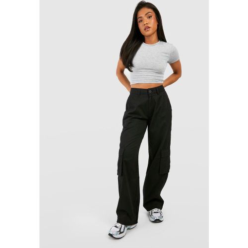 Petite" - Pantalon Cargo Droit Taille Haute - 34 - boohoo - Modalova