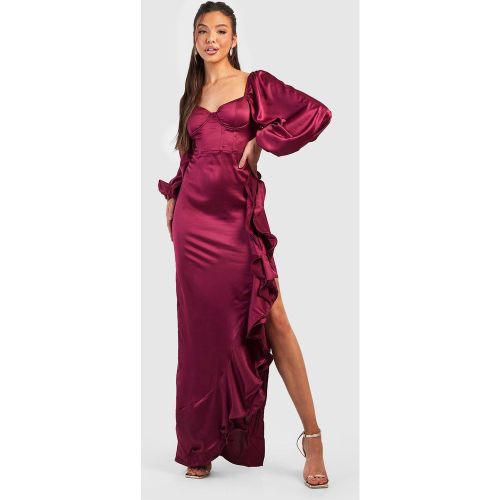Robe Corset Satinée À Volants - 38 - boohoo - Modalova